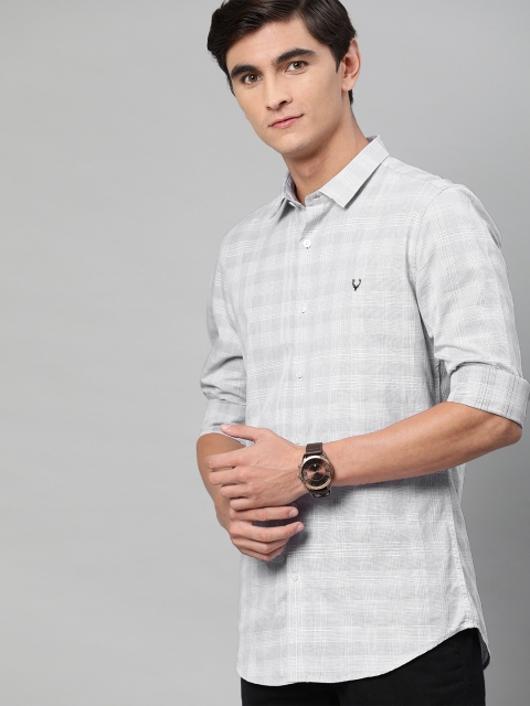 

Allen Solly Sport Men Grey & White Slim Fit Checked Casual Shirt