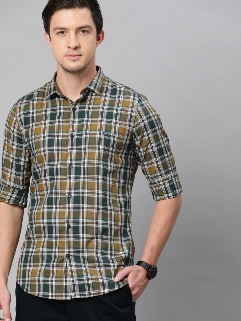 

Allen Solly Sport Men Olive Green & Brown Slim Fit Checked Casual Shirt