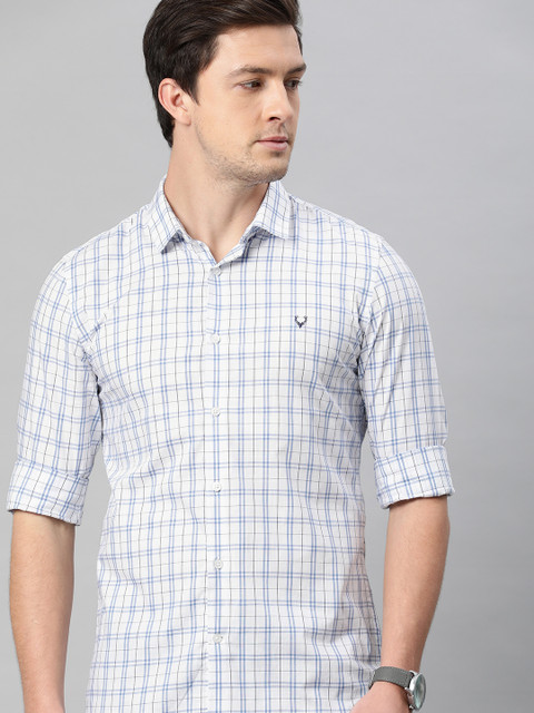 

Allen Solly Sport Men White & Blue Slim Fit Checked Casual Shirt