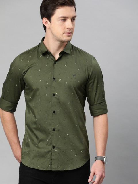 

Allen Solly Sport Men Olive Green Slim Fit Ditsy Printed Casual Shirt