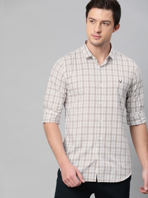 

Allen Solly Sport Men Khaki & White Slim Fit Checked Casual Shirt
