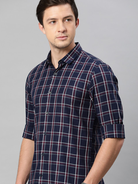 

Allen Solly Sport Men Navy Blue & White Slim Fit Checked Casual Shirt