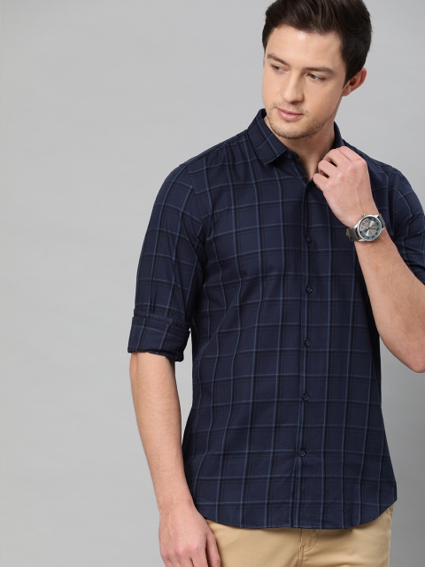 

Allen Solly Sport Men Navy Blue & Black Slim Fit Checked Casual Shirt