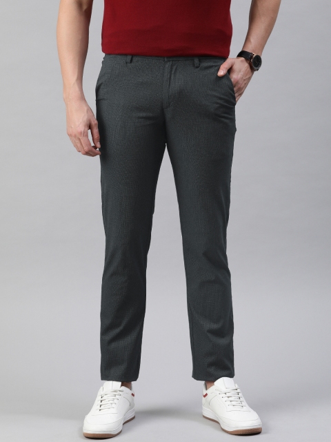 

Allen Solly Men Charcoal Grey Smart Slim Fit Printed Regular Trousers
