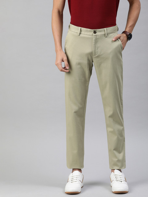 

Allen Solly Men Beige Slim Fit Printed Regular Trousers