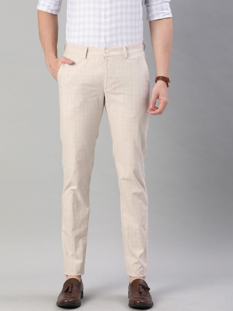 

Allen Solly Sport Men Beige Smart Slim Fit Checked Regular Trousers