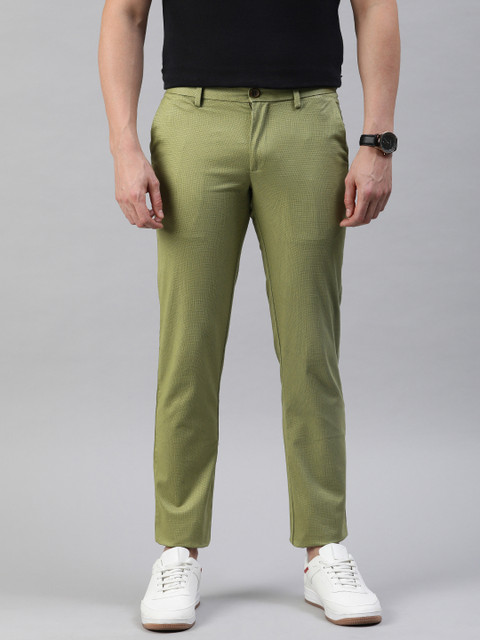 

Allen Solly Men Olive Green Slim Fit Printed Regular Trousers