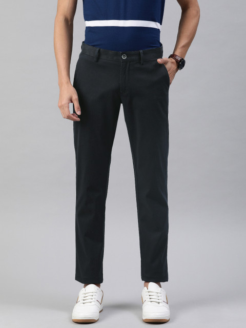

Allen Solly Men Navy Blue Slim Fit Self Design Regular Trousers