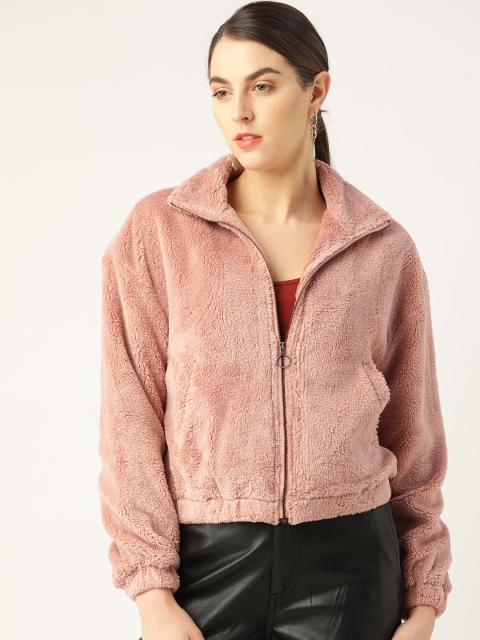 

COVER STORY Women Pink Solid Faux Fur Tailored Jacket