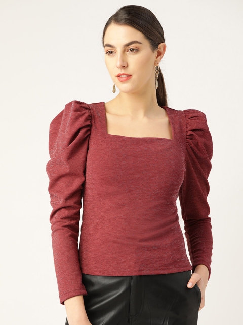 

COVER STORY Women Dusty Pink Self Design Shimmer Top