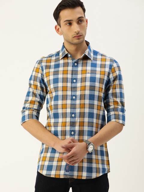 

Being Human Men Teal & White Slim Fit Checked Casual Shirt