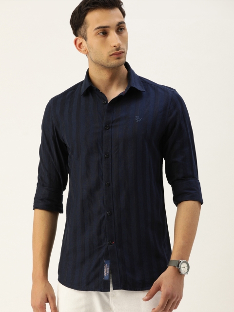 

Being Human Men Navy Blue Slim Fit Self Design Casual Shirt