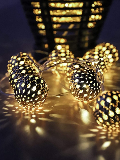 

Archies Gold-Toned Self-Design Globe Balls LED Lights
