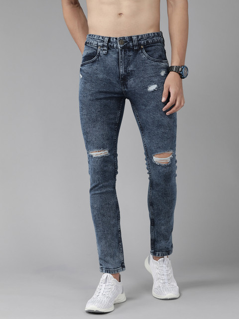 

Roadster Men Navy Blue Skinny Fit Slash Knee Stretchable Jeans