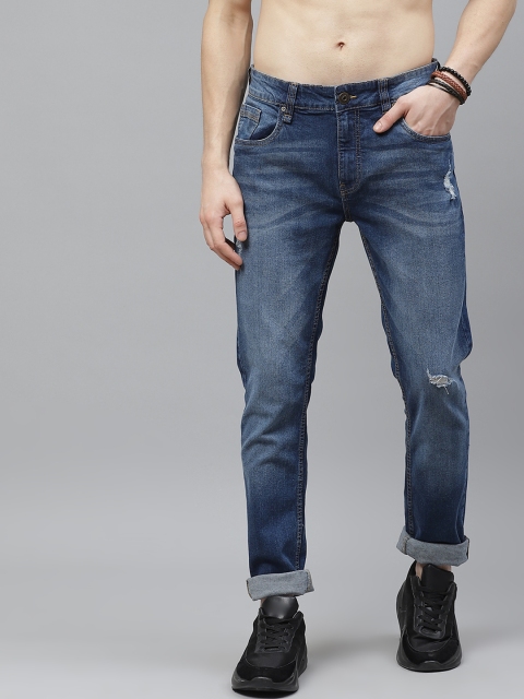 

The Roadster Lifestyle Co Men Navy Blue Skinny Fit Low Distress Light Fade Stretchable Jeans