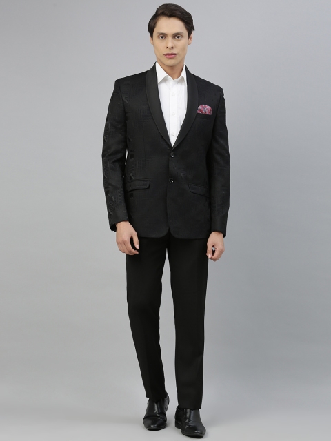 

Ethnix By Raymond Men Black Self Design Tailored Fit Single-Breasted Formal Suit