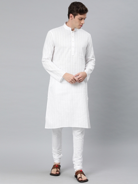 

Ethnix by Raymond Men White Striped Straight Kurta