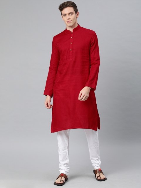 

Ethnix by Raymond Men Red Printed Straight Kurta