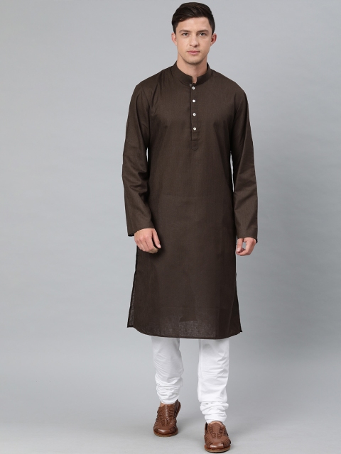 

Ethnix by Raymond Men Brown Solid Straight Kurta