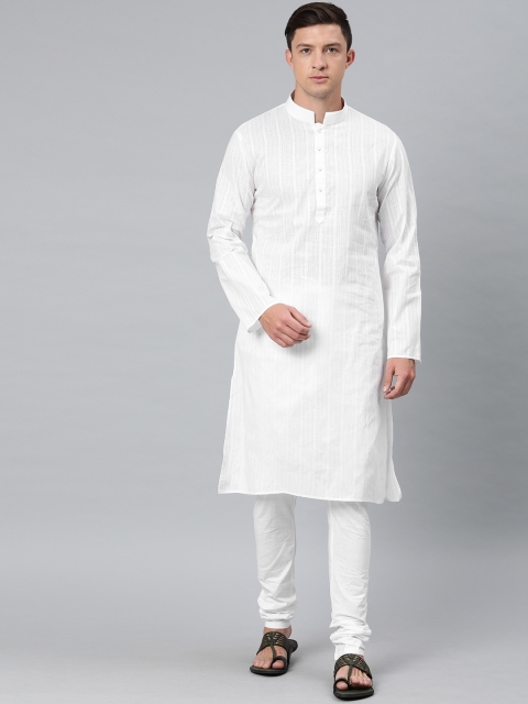 

Ethnix by Raymond Men White Striped Straight Kurta