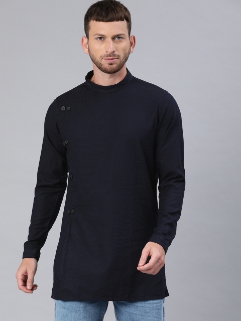 

Ethnix by Raymond Men Navy Blue Solid Straight Kurta