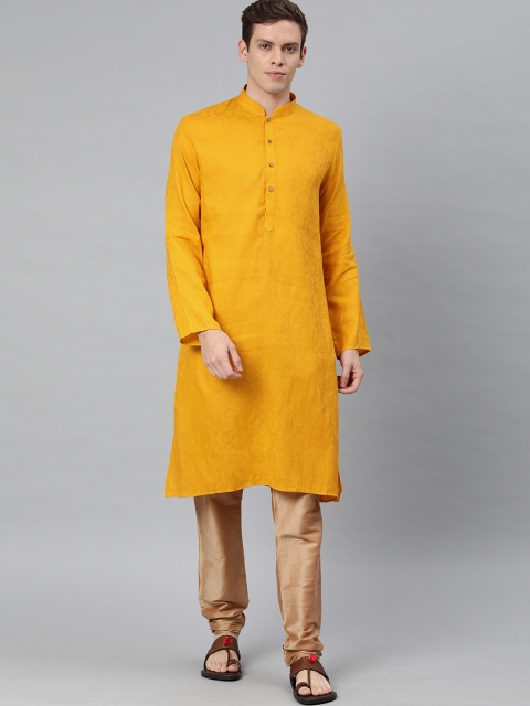 

Ethnix by Raymond Men Mustard Printed Straight Kurta