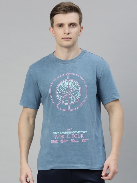 

Nike Men Blue MUSIC TOURWASH Printed Round Neck T-shirt
