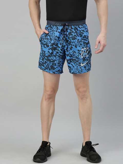 

Nike Men Blue Printed Regular Fit Dri-Fit AS M NK FLX STRIDE WR 7IN UL Running Shorts
