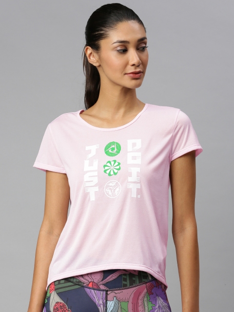 

Nike Women Pink Printed ICNCLSH SS High-Low Running Top
