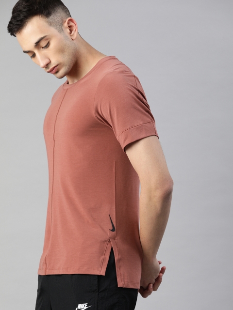 

Nike Men Red Solid NK DRY TOP SS YOGA Dri-FIT Round Neck T-shirt