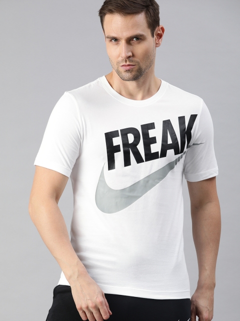

Nike Men White Printed Round Neck T-shirt