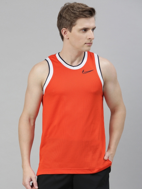 

Nike Men Orange Self Design Dri-FIT CLASSIC JERSEY Round Neck Basketball T-shirt