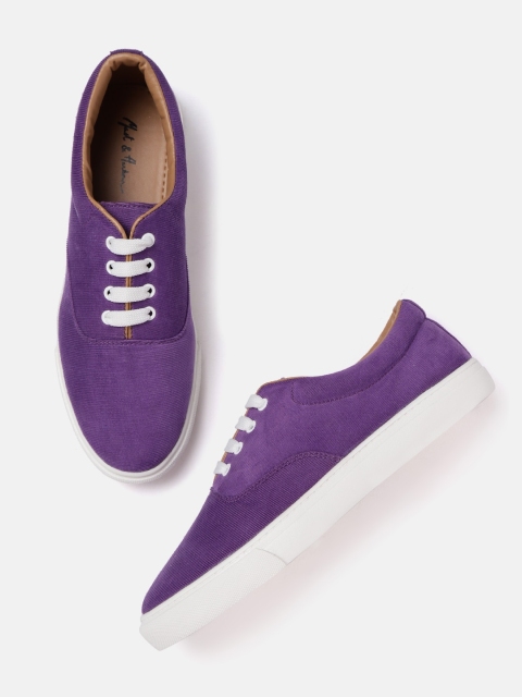 

Mast & Harbour Women Purple Corduroy Solid Sneakers