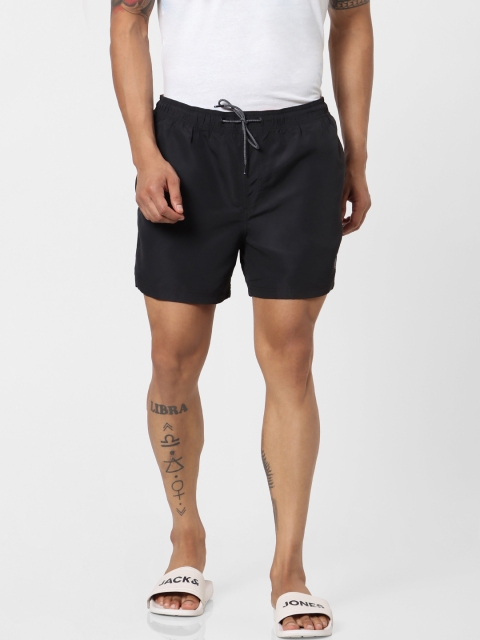 

Jack & Jones Men Black Solid Regular Fit Sustainable Swim Shorts