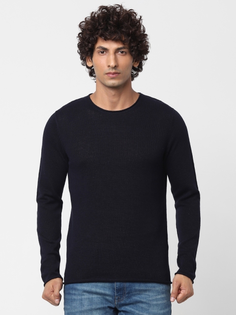 

Jack & Jones Men Blue Solid Pullover Sweater