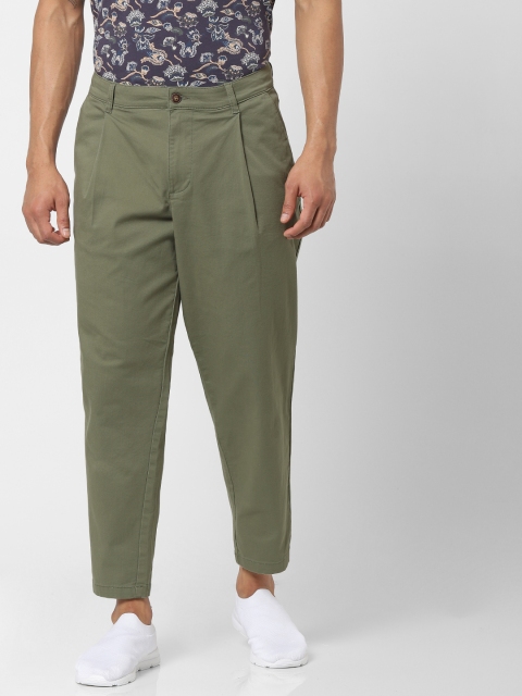 

Jack & Jones Men Green Loose Fit Solid Regular Trousers