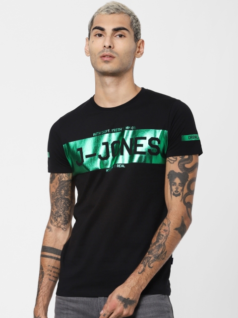 

Jack & Jones Men Black Printed Round Neck Sustainable T-shirt