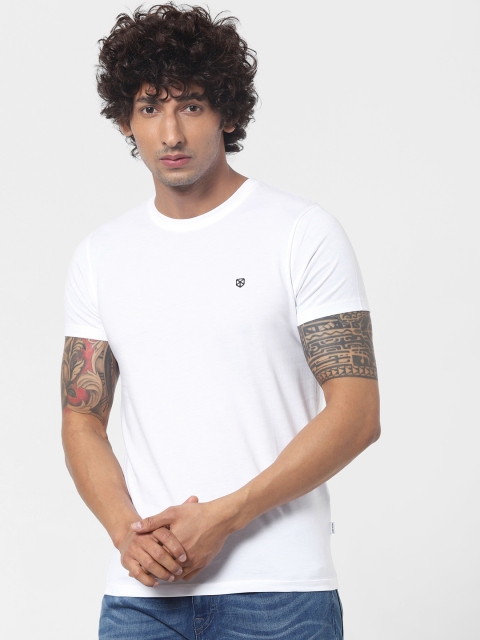 

Jack & Jones Men White Solid Slim Fit Round Neck T-shirt