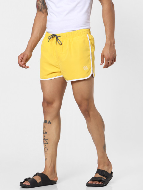 

Jack & Jones Men Yellow Solid Regular Fit Swim Shorts