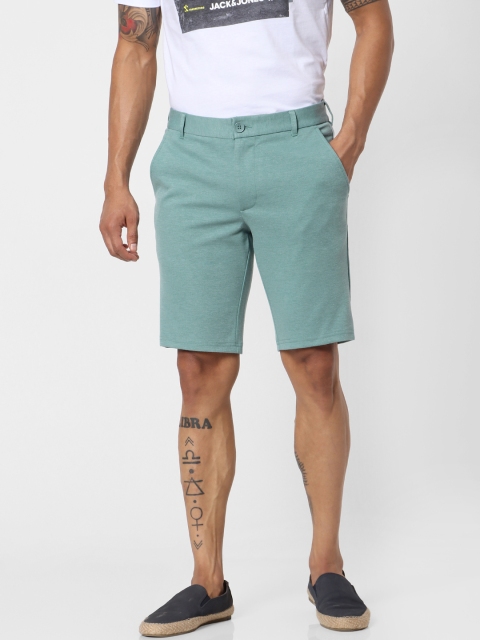 

Jack & Jones Men Sea Green Solid Comfort Fit Regular Shorts