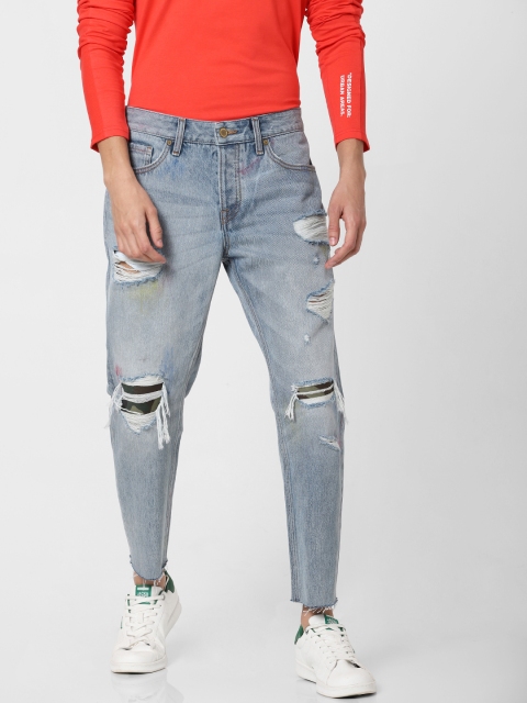 

Jack & Jones Men Blue Frank Loose Fit High-Rise Highly Distressed Jeans