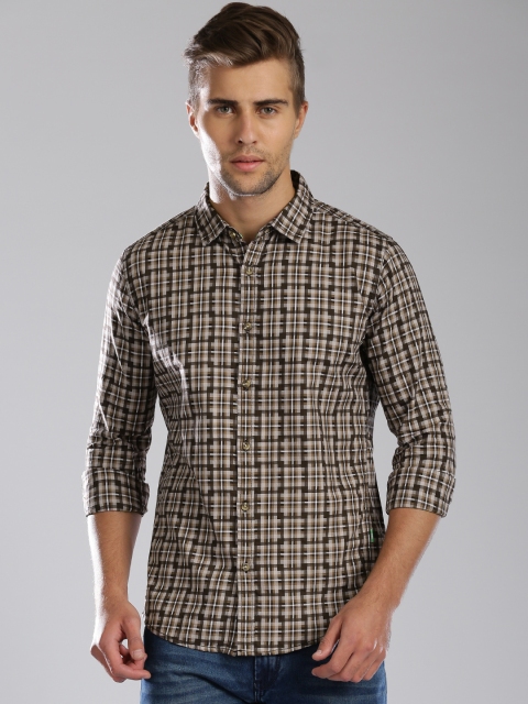 

HRX by Hrithik Roshan Brown Checked Casual Shirt