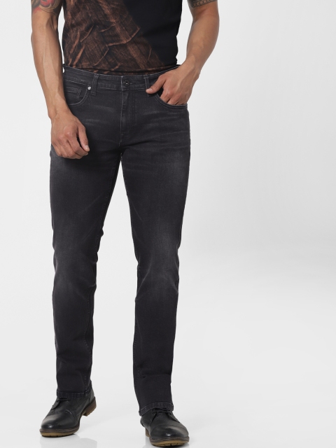 

Jack & Jones Men Black Clark Regular Fit Low-Rise Clean Look Stretchable Sustainable Jeans