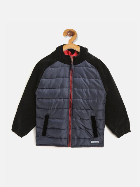 

Cherry Crumble Boys Grey Solid Padded Jacket