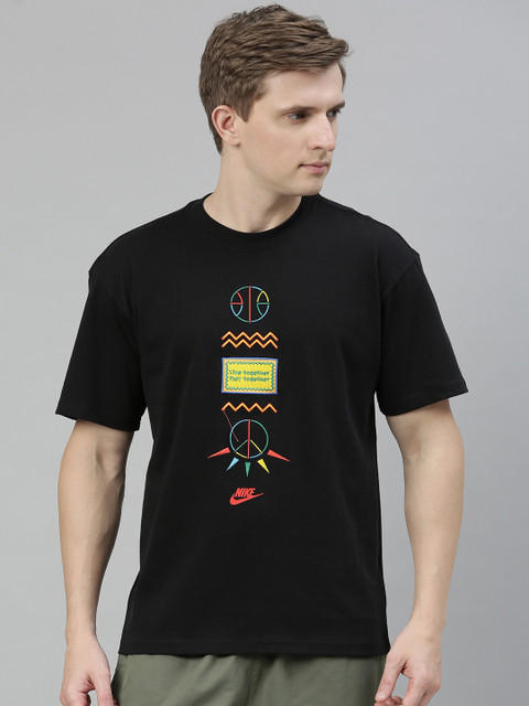 

Nike Men Black Embroidered AS M NSW REISSUE TEE URBAN JUNGLE Round Neck T-shirt