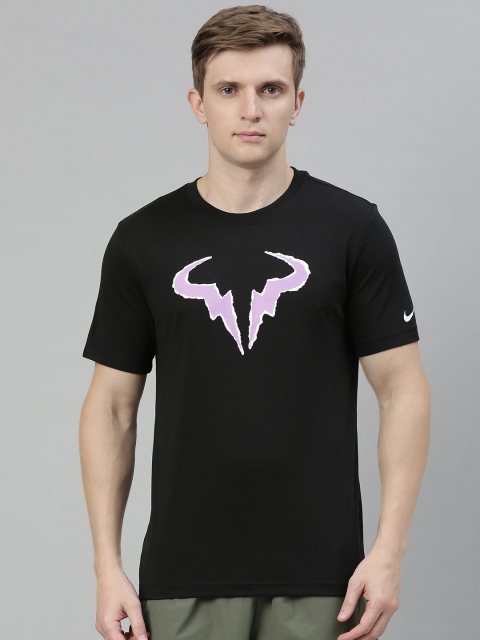

Nike Men Black Printed Dri-Fit Round Neck Tennis T-shirt