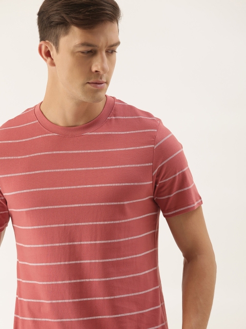 

INVICTUS Men Rust Red & White Striped T-shirt