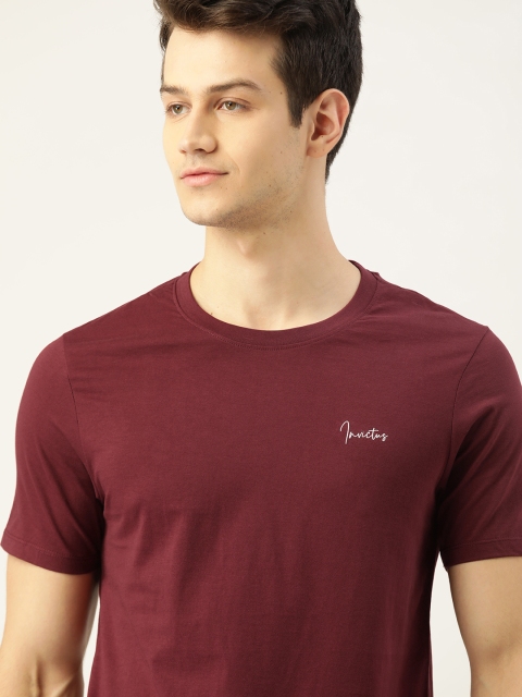 

INVICTUS Men Maroon Pure Cotton Solid Pure Cotton T-shirt