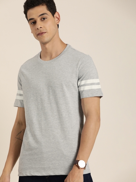 

Invictus Indoor Men Grey Melange Striped Round Neck T-shirt