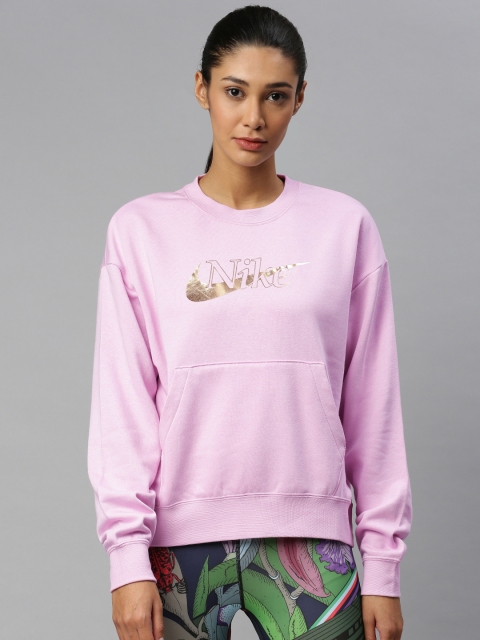 

Nike Women Pink Printed ICN CLSH CRW FLC SSNL Sweatshirt